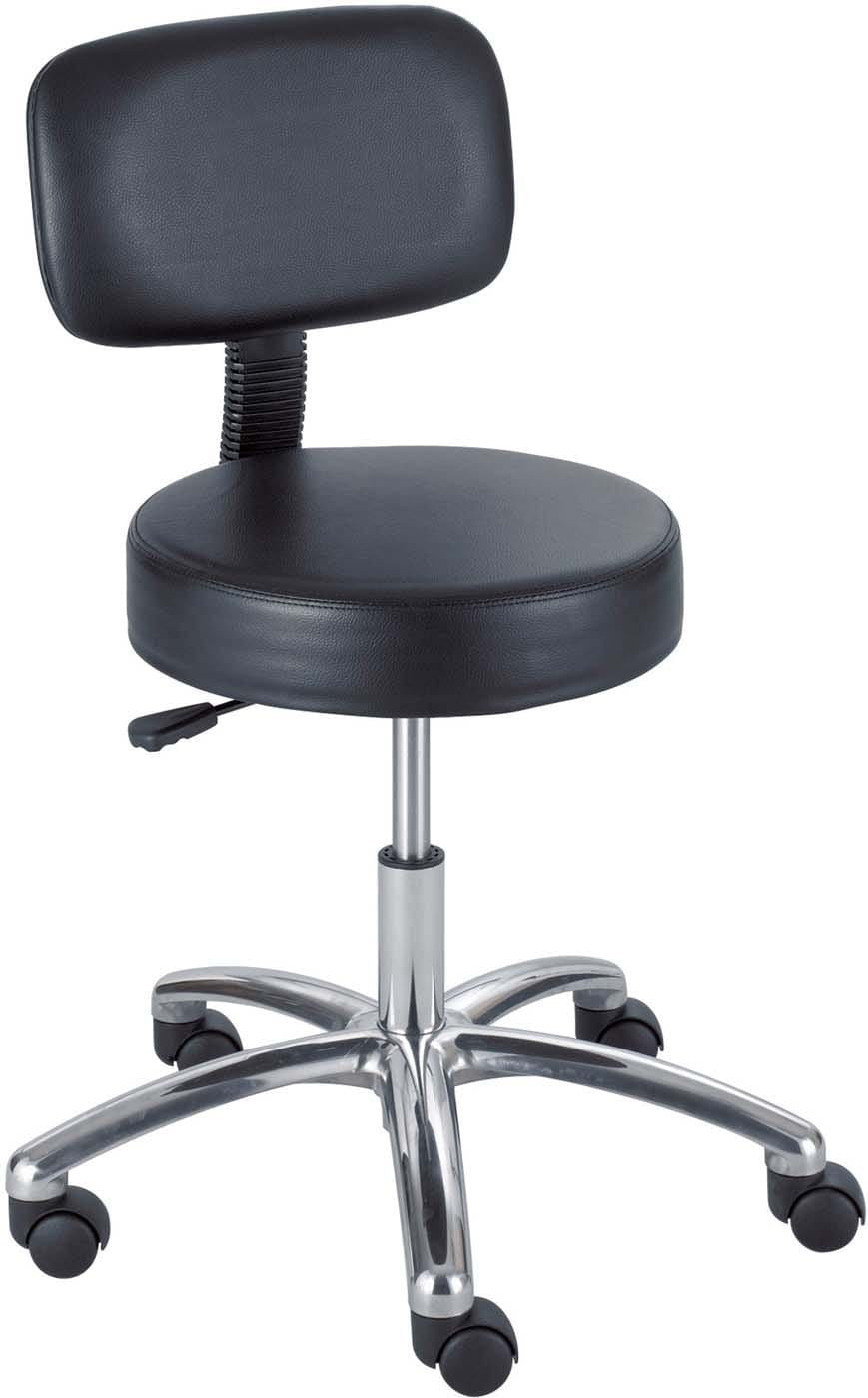 Safco® 3430BL Adjustable Lab Stool with Back Support - Black Ergonomic Chair for Laboratories, Workstations & Home Office Use