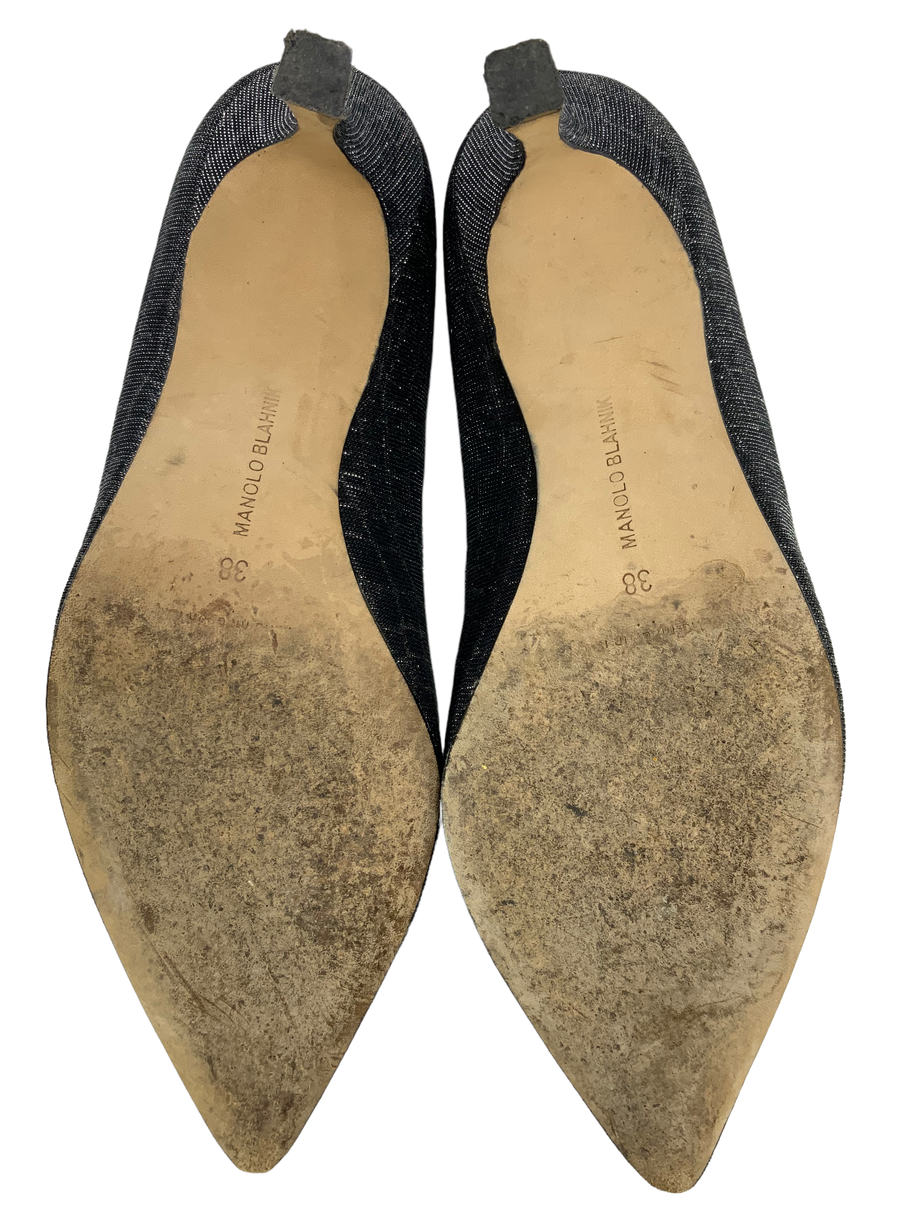 Manolo Blahnik Glitter Pointed Toe Pumps Women's Size 8 | Elegant Evening Heels for Parties, Weddings & Special Occasions