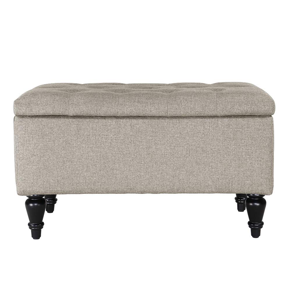 MAYPEX 29 Inch Rectangular Storage Ottoman Bench with Flip Top Lid - Coffee Table & Seat with Smooth Hinge for Living Room, Bedroom, Office - Beige | Perfect for Extra Seating, Hidden Storage & Home Decor
