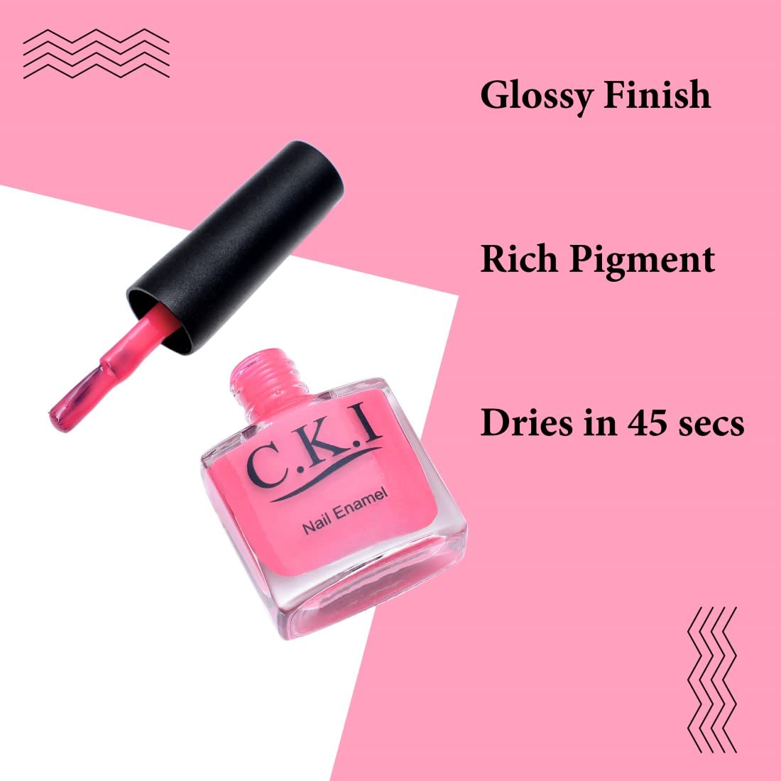 C.K.I Non-Toxic Nail Polish - Quick Dry, Long Lasting, Chip Resistant Nail Enamel - Smudge Free, Waterproof, Lightweight & Smooth Glossy Finish in Fuchsia Pink - Perfect for Manicures, Pedicures & Special Occasions