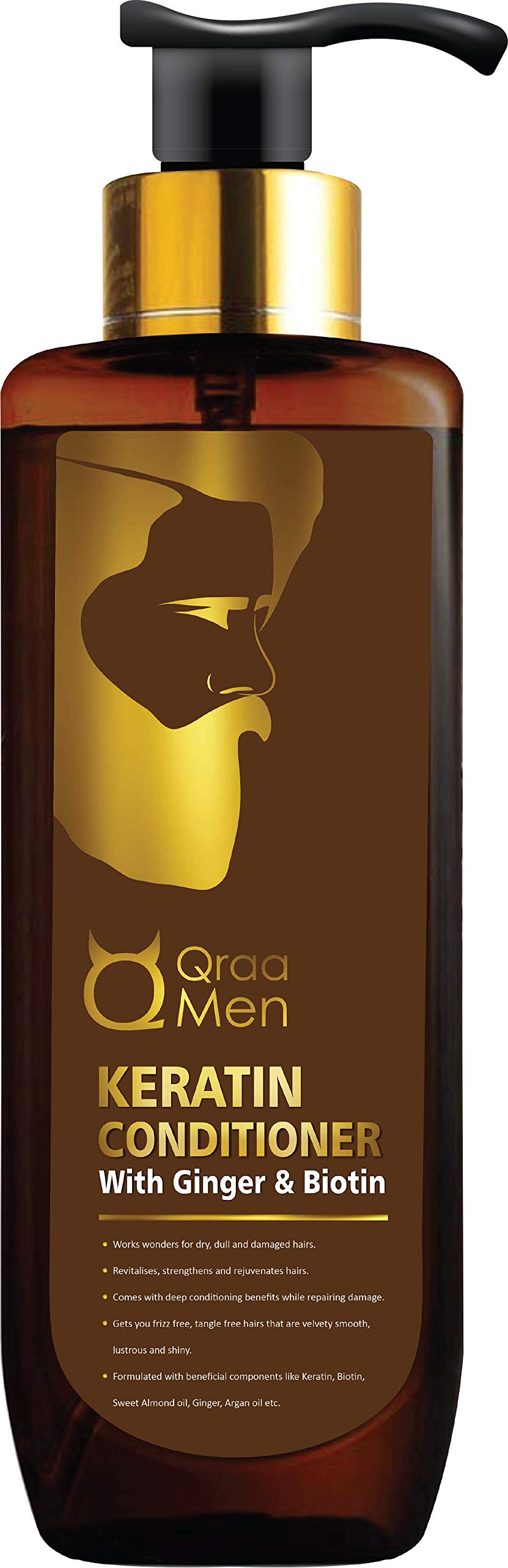 Qraa Men's Keratin Shampoo & Conditioner Set with Ginger & Biotin - Hair Growth Treatment for Thick, Nourished, Dry & Damaged Hair - Daily Use for Stronger, Healthier Locks at Home or Salon