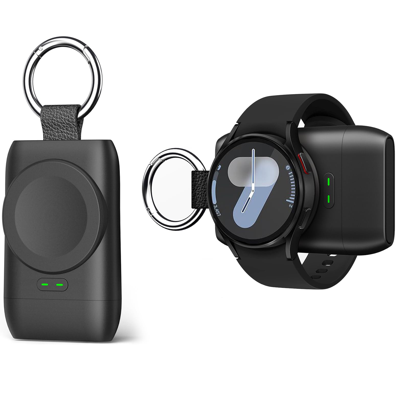 Portable USB-C Wireless Charger for Samsung Galaxy Watch 7/6/5/4/3 & Gear S3 - 1400mAh Travel Watch Charger with Keychain - Perfect for Travel, Gym & Daily Use