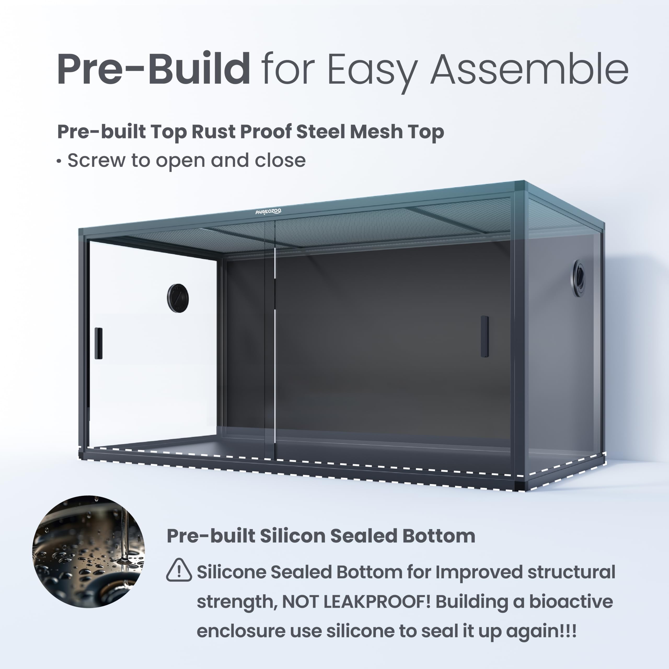 120 Gallon Reptile Terrarium Tank - 48x24x24 Inch Large Reptile Enclosure with Sliding Door & Top Screen Ventilation - Front Opening Glass Habitat for Lizards, Snakes, Geckos - Perfect for Home, Office or Classroom Reptile Display