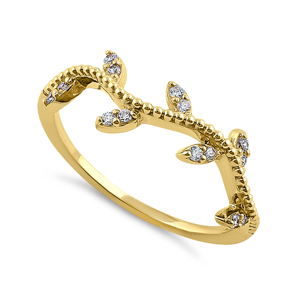 14K Solid Yellow Gold Vine Diamond Ring - 0.14 ct Natural Diamond Engagement Ring for Women, Perfect for Anniversary, Wedding & Special Occasions