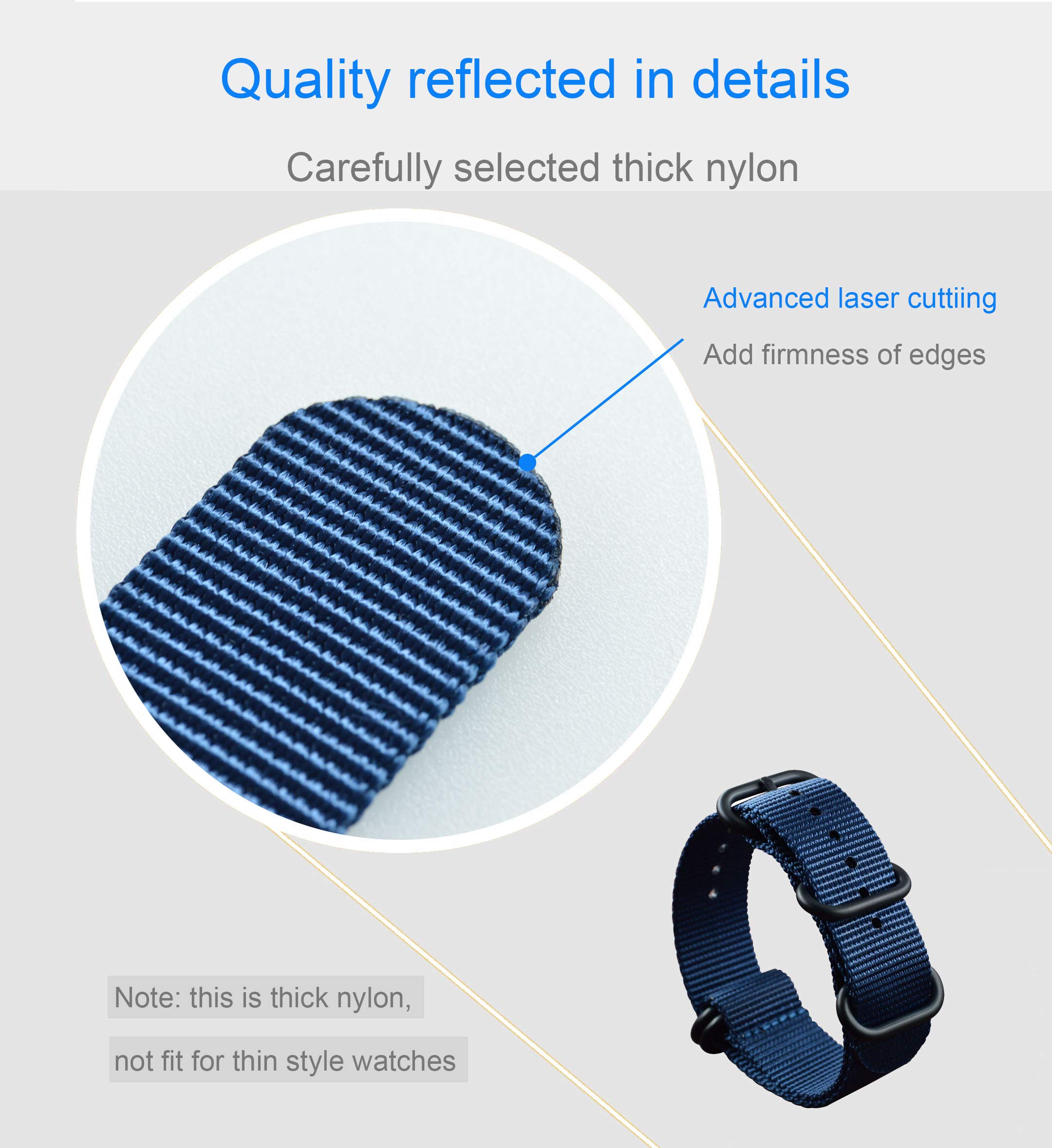 Premium Nylon Watch Band Replacement - 18mm to 28mm Adjustable Strap for Apple Watch, Samsung, Fitbit & More | Durable, Comfortable & Stylish for Sports, Outdoor Activities & Everyday Wear