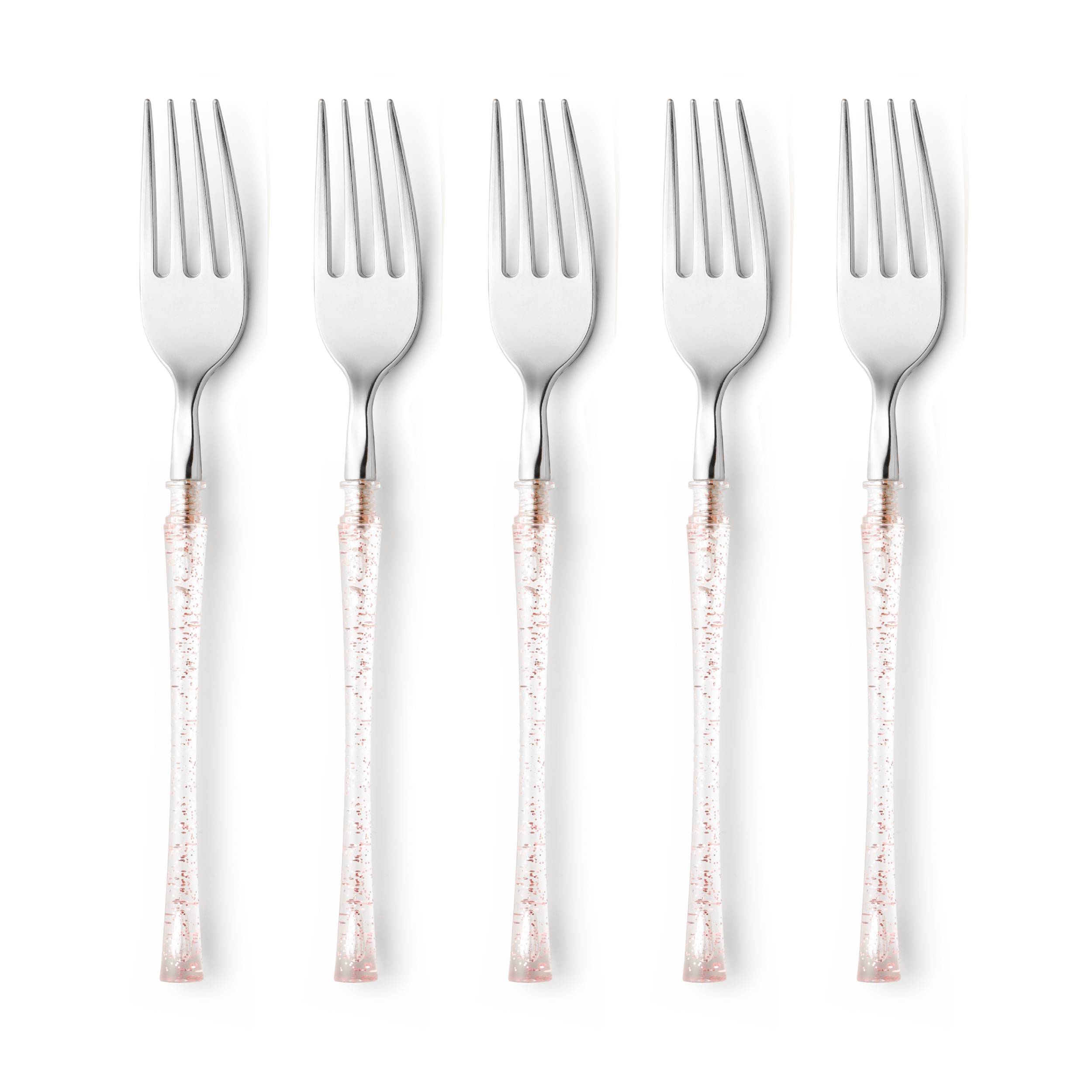 Premium 20-Piece Fusion Collection Rose Gold & Silver Forks Set - Elegant Flatware for Dinner Parties, Weddings, and Special Occasions