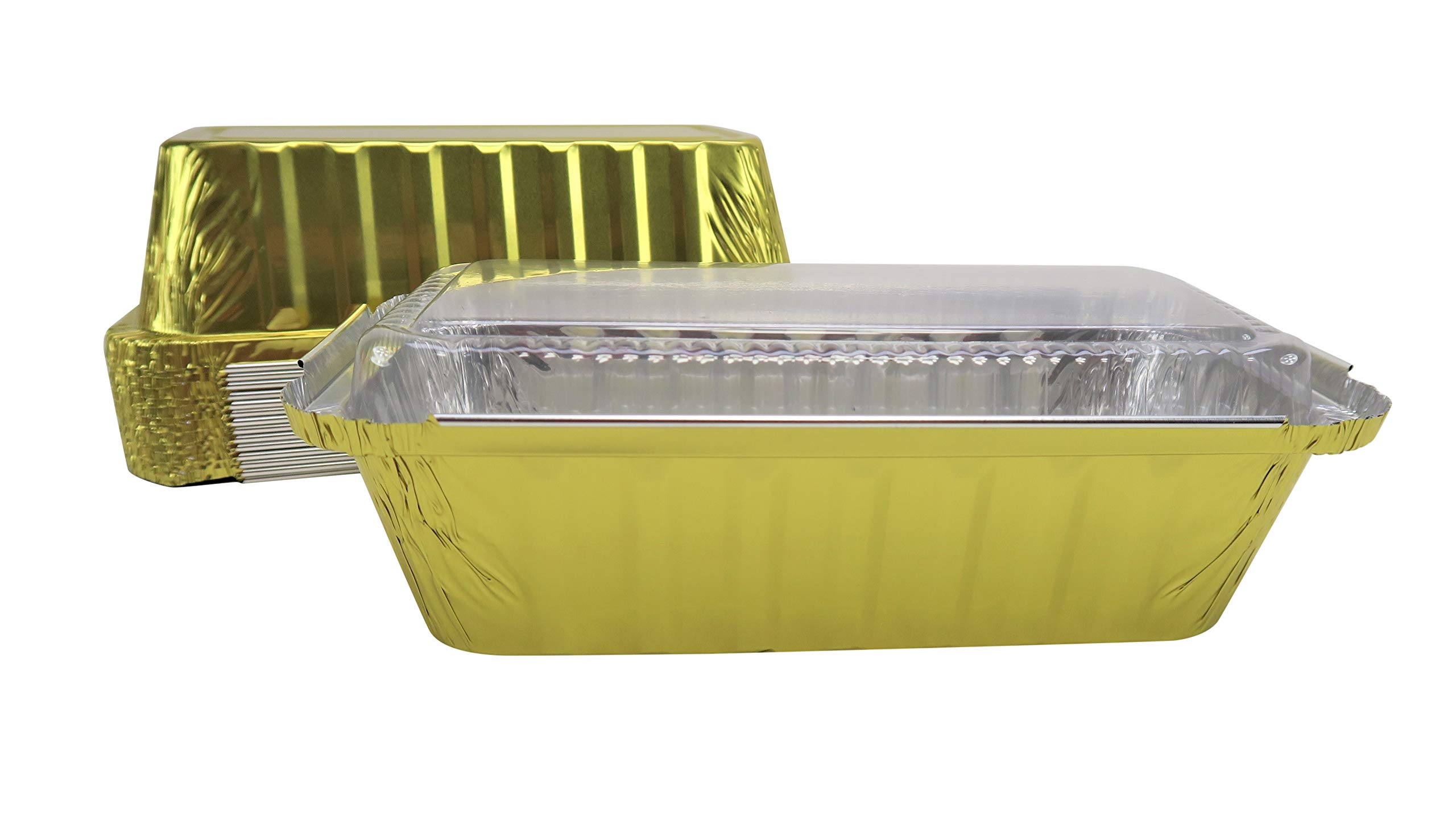 KitchenDance 125-Pack Disposable Gold Aluminum Loaf Pans with Plastic Lids - 1.5 lb Rectangular Foil Baking Pans for Bread, Meatloaf, Cakes & Meal Prep - Heavy Duty & Leak Proof for Home & Commercial Use