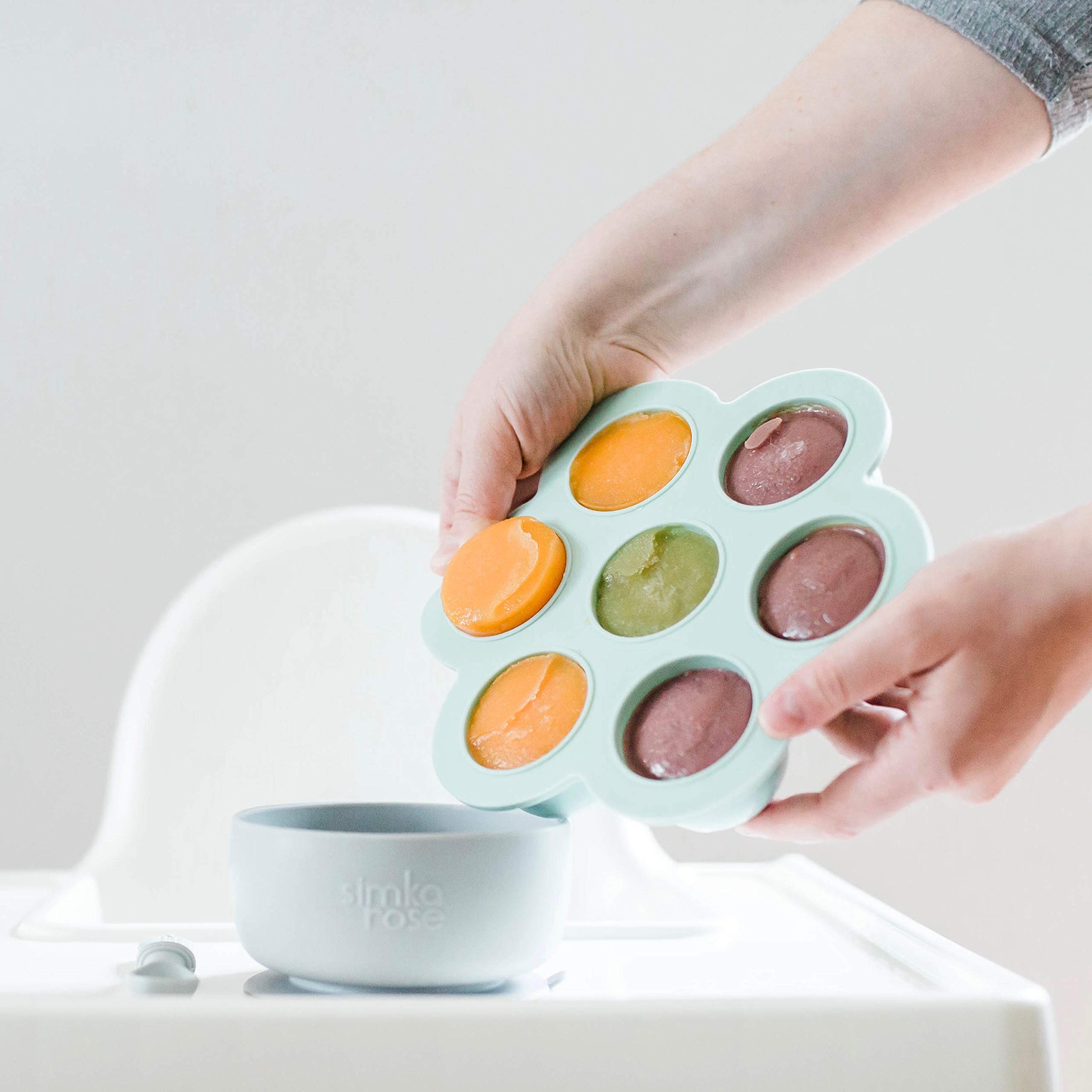 Simka Rose Baby Food Storage Containers - BPA Free 2.5 Oz Silicone Freezer Trays with Clip-on Lids for Homemade Purees & Breastmilk - Perfect for Meal Prep, Baby Led Weaning, and Breast Milk Storage