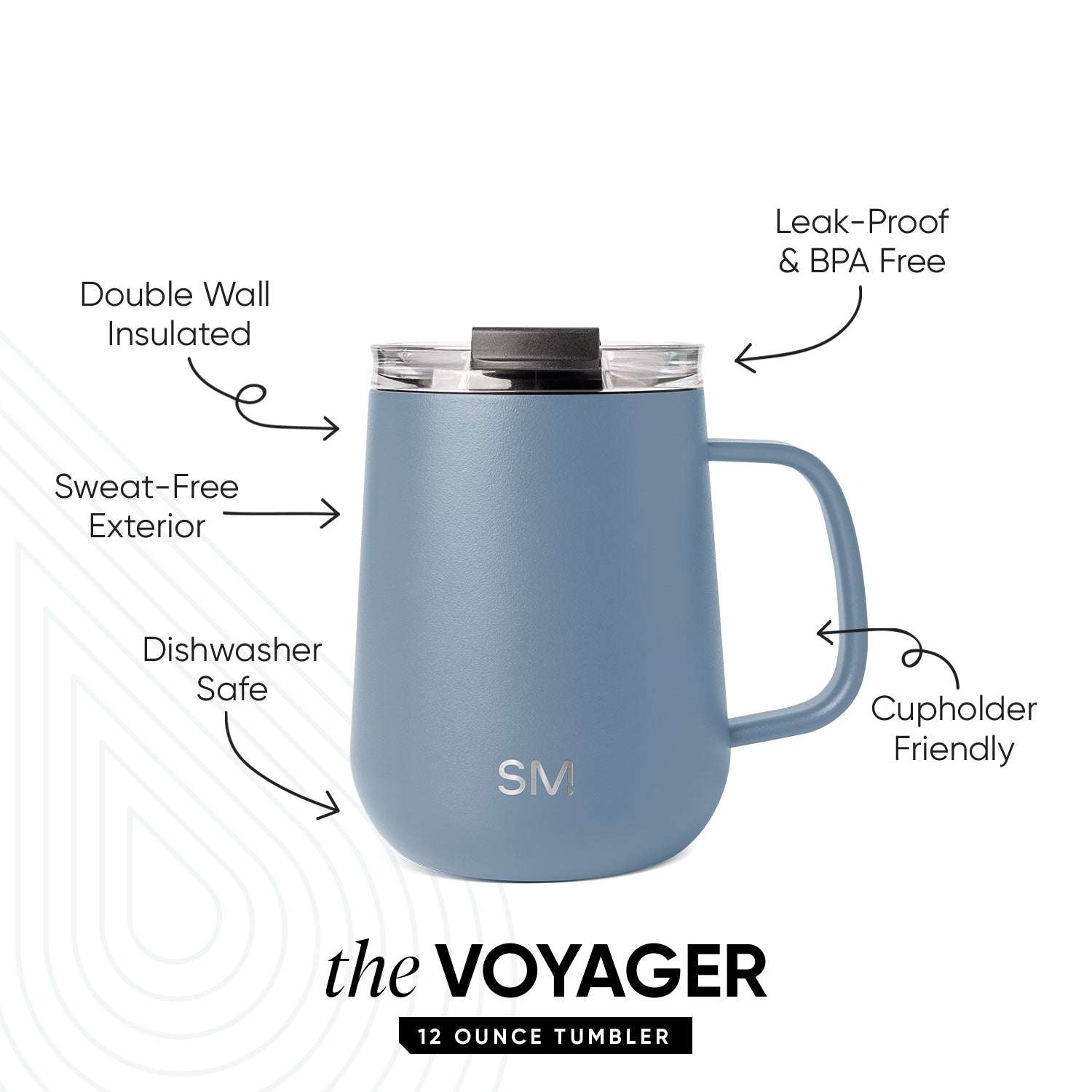 Premium 12 oz Voyager Coffee Mug with Handle - Insulated Travel Mug for Hot & Cold Drinks - Perfect for Office, Commute, Camping & Outdoor Adventures