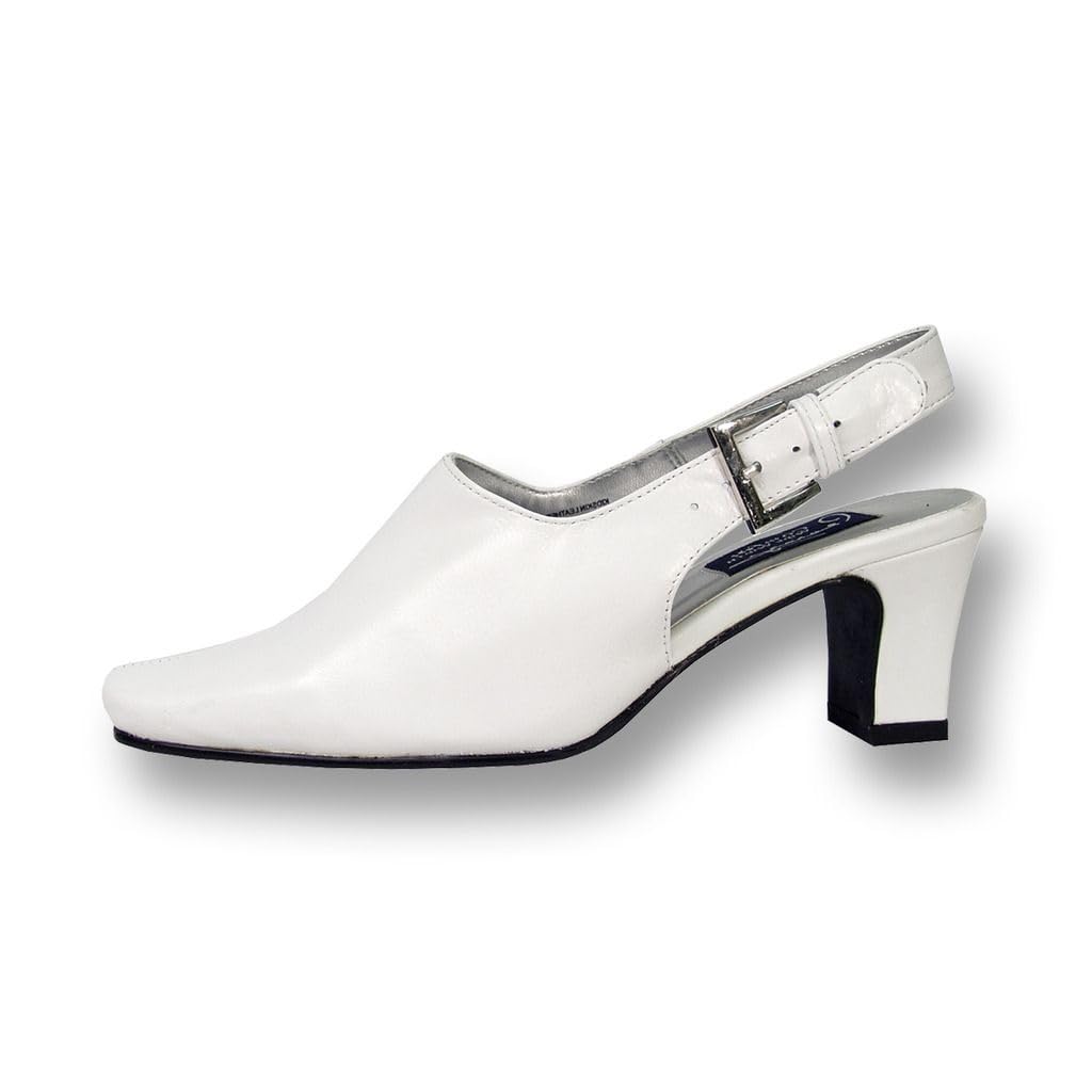 Peerage Zoe Women's Wide Width Leather Slingback Dress Pumps - Comfortable Heels for Work, Wedding & Formal Occasions