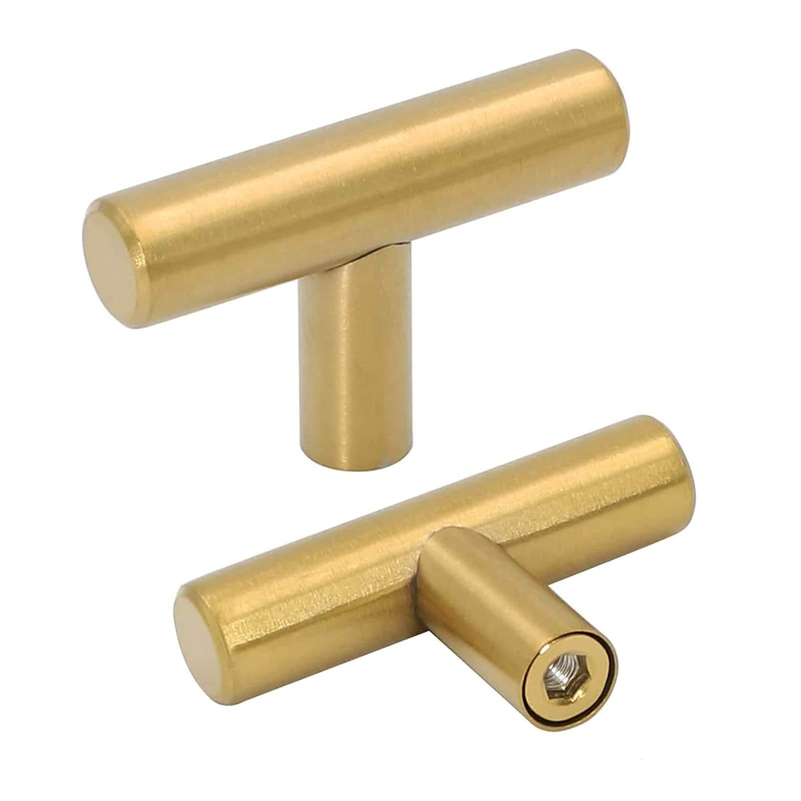 Brushed Brass Cabinet Knobs - 50 Pack LS201GD Kitchen & Bathroom Drawer Handles, Dresser Pulls for Home Decor & Furniture Upgrade | Durable Hardware for Cabinets, Wardrobes & Storage Solutions