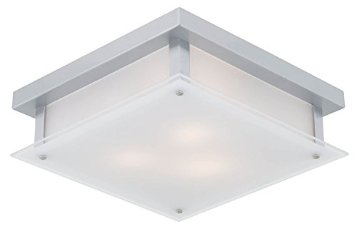 DVP10351CH-SSW Modern Flush Mount Ceiling Light with Silk Screened Opal Glass Shades - Chrome Finish for Living Room, Bedroom & Hallway Lighting