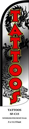 Feather Flag Kit for Tattoo Shops - 6FT Swooper Advertising Flags with Stand | Perfect for Tattoo Parlor Promotions, Events & Outdoor Signage