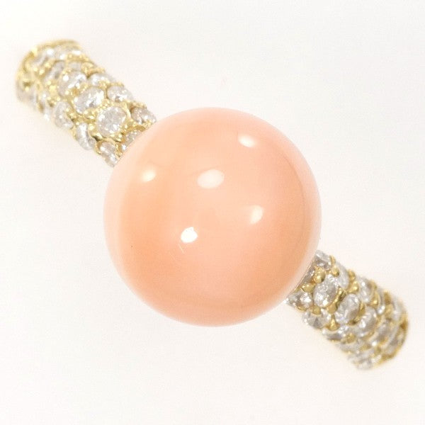 18K Yellow Gold Coral Diamond Ring for Women - Elegant Handmade Jewelry for Weddings, Anniversaries & Special Occasions