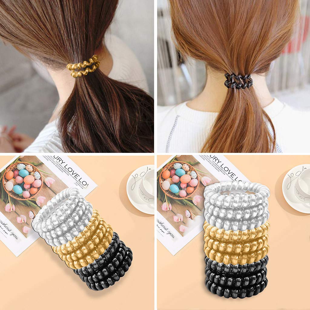 PASHY Spiral Hair Ties - 9 Pack Invisible Traceless Coil Hair Bands for Women, No Crease Phone Cord Hair Accessories | Perfect for Workouts, Yoga, Office & Everyday Hairstyles