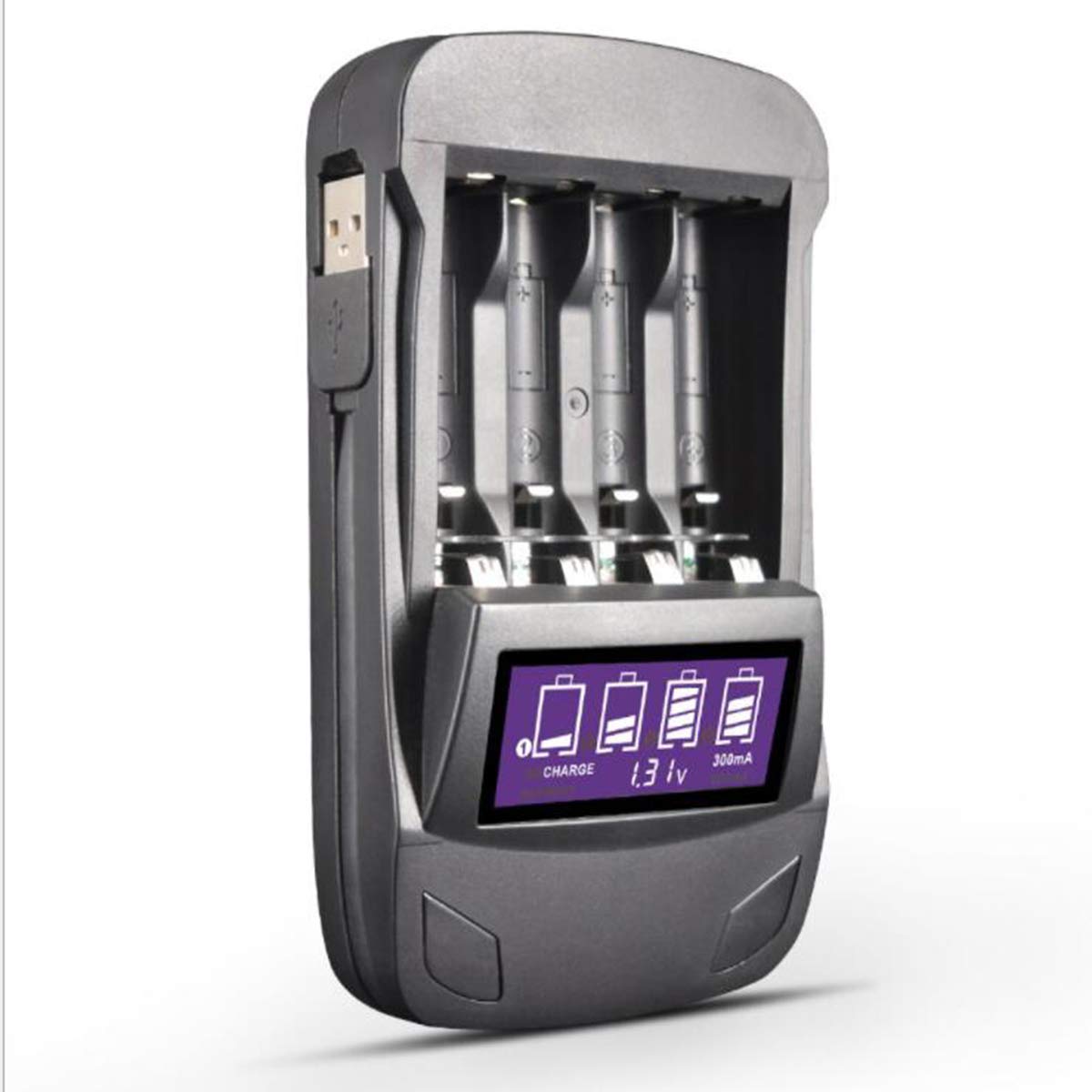 DaMohony 4-Slot LCD Battery Charger for 3.3V/3.7V 14500 18650 Li-Ion Rechargeable Batteries - Fast Charging with Smart Protection for Vape Mods, Flashlights & Electronic Devices