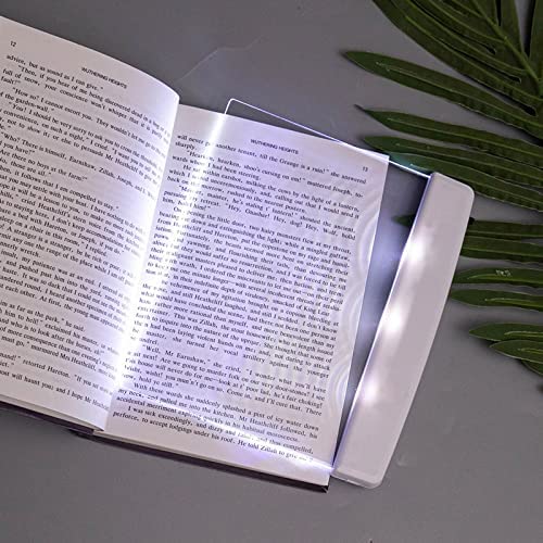 Qibykehei LED Book Light for Reading - Wireless Flat Panel Page Light with Clear Illumination, Perfect for Nighttime Reading in Bed, Study, or Travel (White)