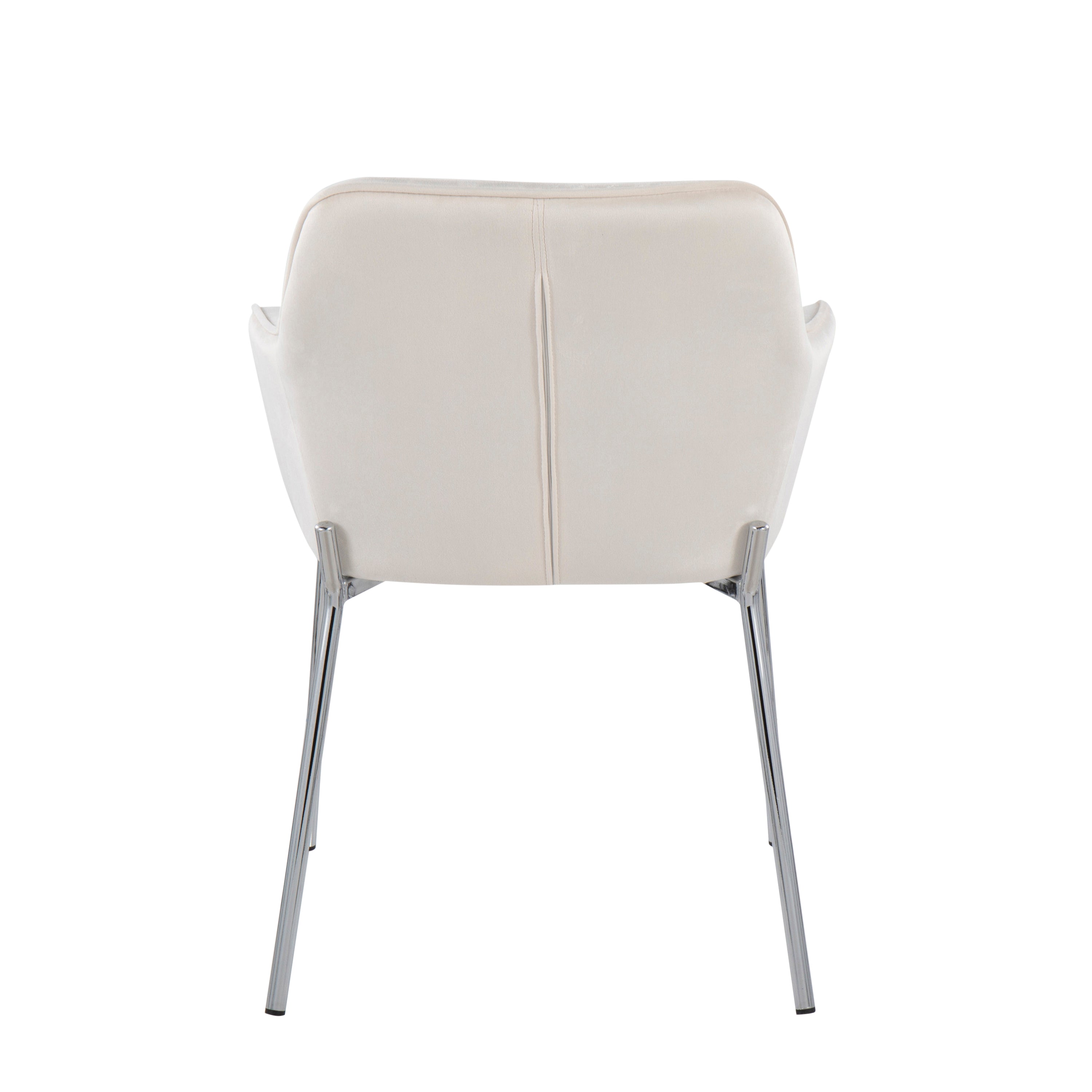 LumiSource Daniella Modern Dining Chairs - Set of 2 Chrome Metal & Cream Velvet Upholstered Seating for Kitchen, Dining Room, or Breakfast Nook