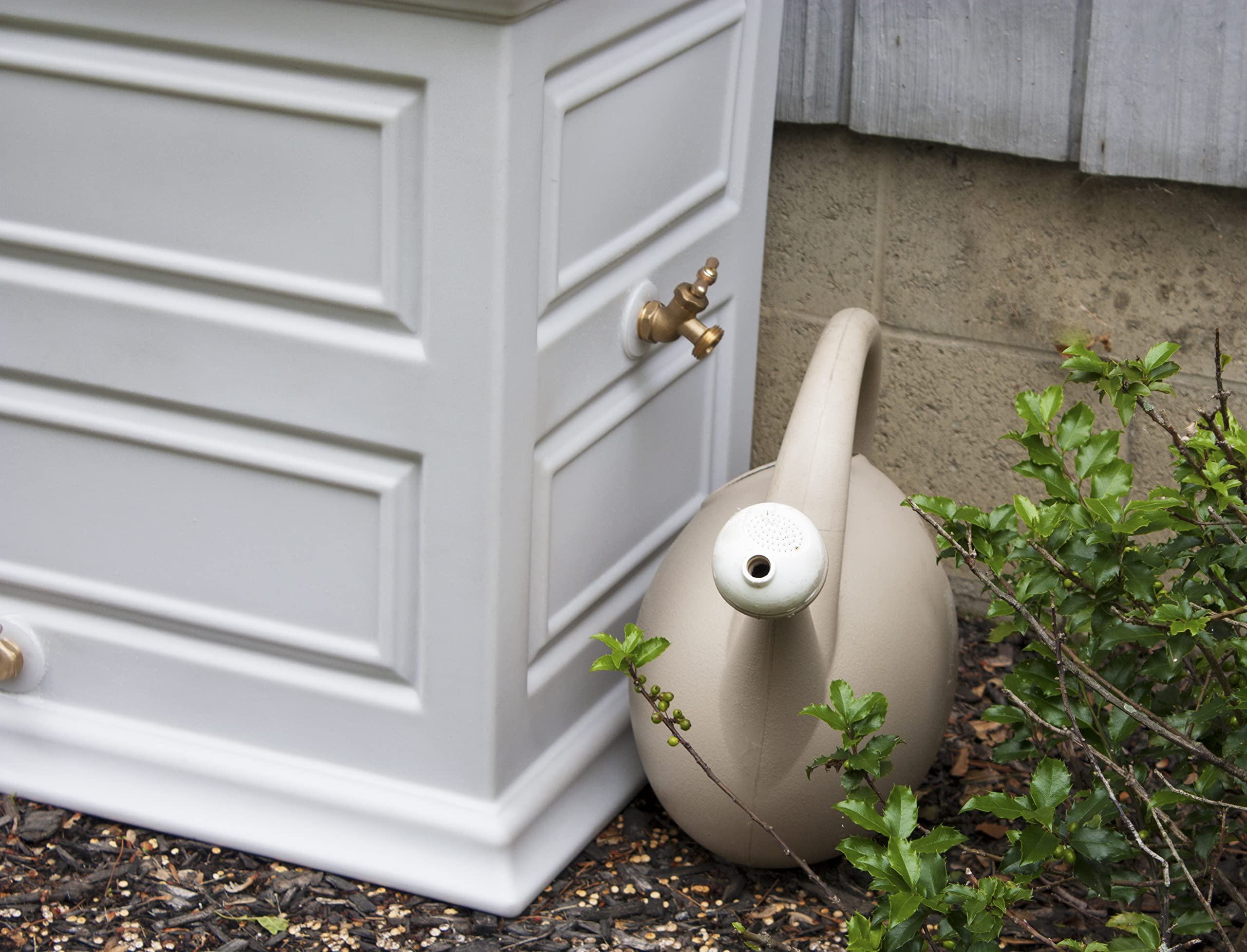 42 Gallon Savannah Elevated Rain Barrel with Planter & 2 Metal Spigots - Colonial Style Garden Water Saver in Cool Gray | Perfect for Eco-Friendly Water Conservation & Outdoor Decor