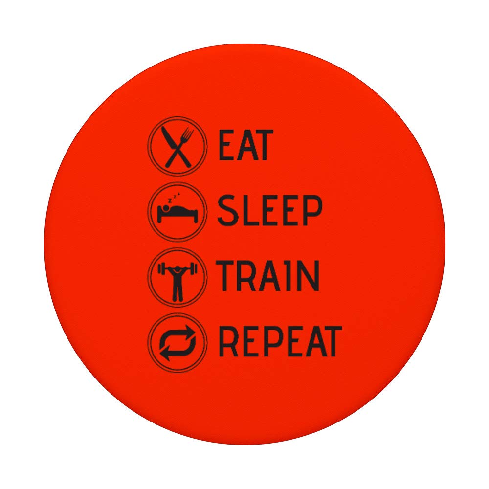 Eat Sleep Train Repeat Gym Fitness Gift for Bodybuilding Men - Swappable PopGrip PopSockets | Perfect for Workouts, Gym Sessions & Fitness Motivation