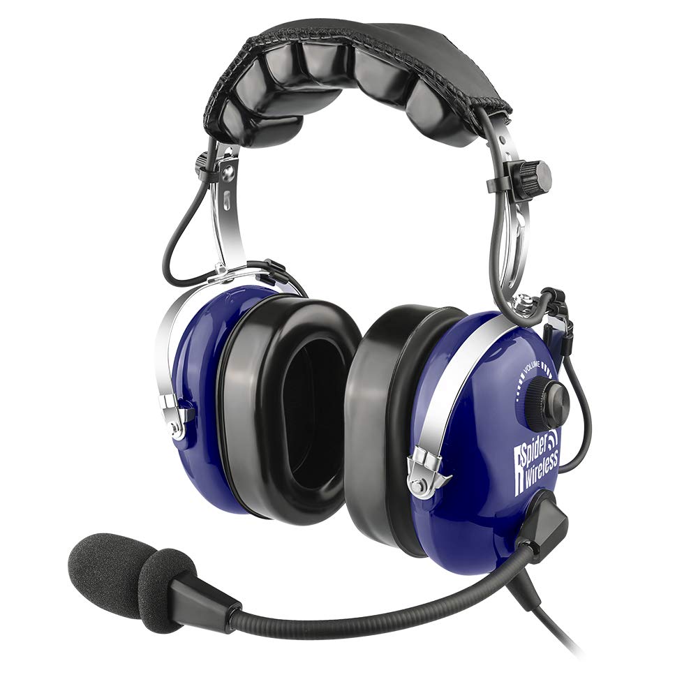 Premium Pilot Aviation Headset for General Aircraft - Noise Cancelling, Comfortable Ear Cushions (Blue) | Ideal for Flight Training, Commercial & Private Pilots