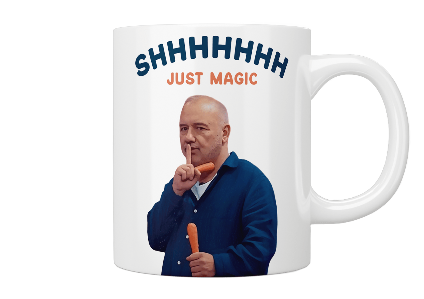 Bob Mortimer Shh Just Magic Mug - Funny Novelty Coffee Cup for Fans - Perfect Gift for Tea & Coffee Lovers at Home or Office