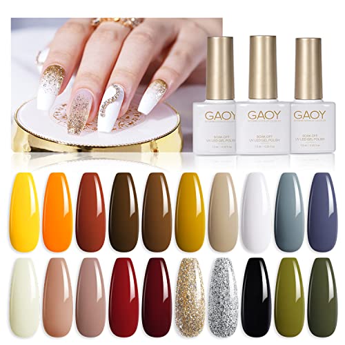 20 Colors GAOY Tropical Gel Nail Polish Kit - UV LED Soak Off Polish with Base Coat, Top Coat & Matte Finish (23 Pcs) for Home DIY Manicure & Professional Nail Salon Use - Perfect for Parties, Weddings & Everyday Nail Art
