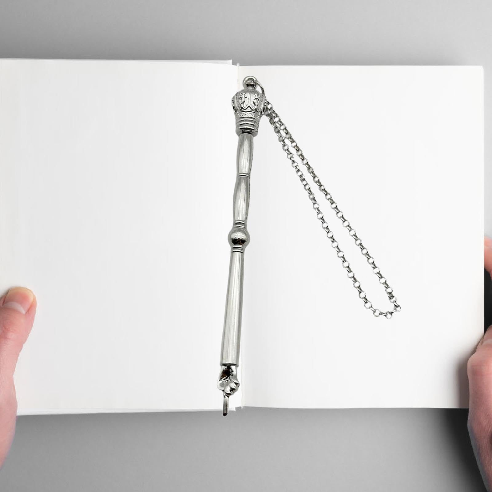 Yad Torah Pointer - Silver Crown Head Bible Reading Tool, Portable Hand Pointer for Jewish Bar Mitzvah & Torah Study | Perfect for Synagogue, Home Worship & Religious Ceremonies