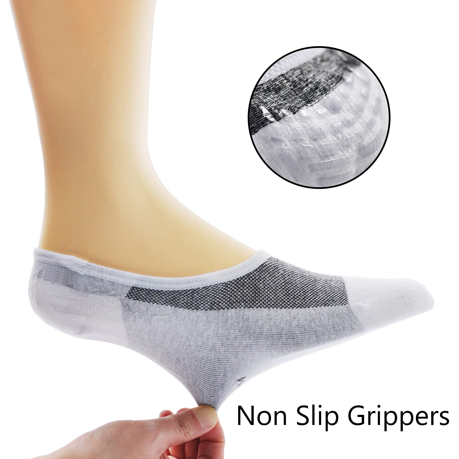LO SHOKIM No Show Socks for Men & Women - Breathable, Non-Slip, Low Cut Cotton Socks for Loafers (Sizes 7-15) - Perfect for Work, Gym & Casual Wear