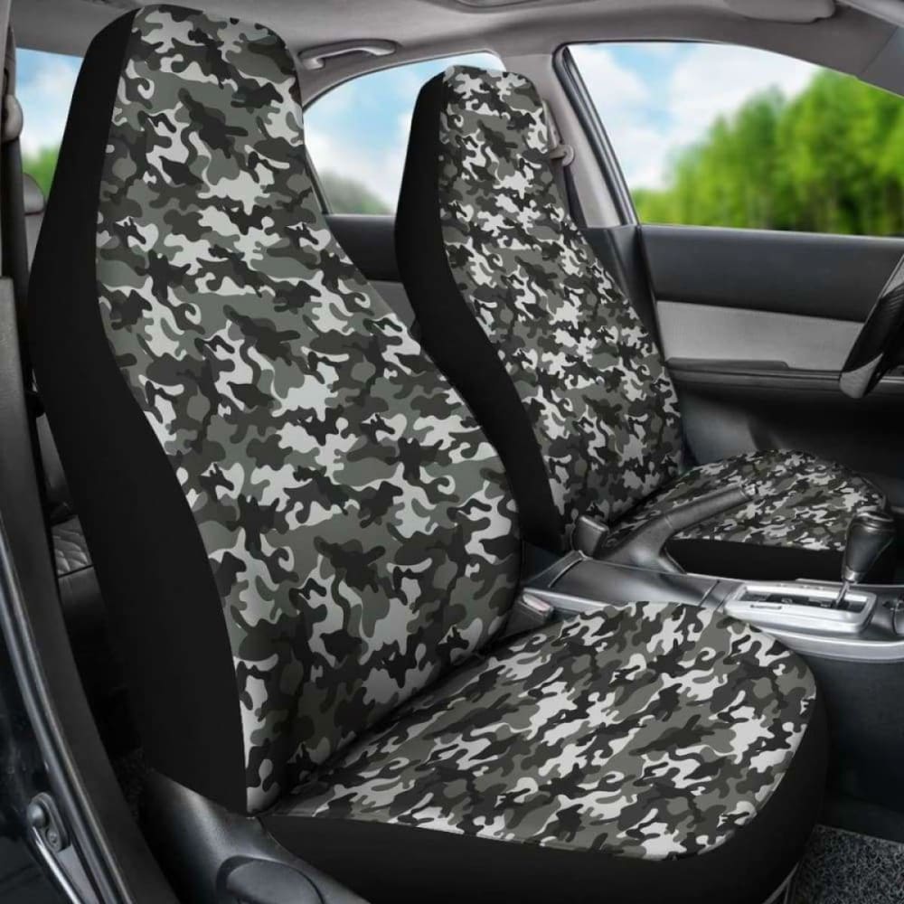 Premium Black & Gray Camouflage Car Seat Covers - Universal Fit for Trucks, SUVs & Sedans - Durable Neoprene Material - Perfect for Hunting, Outdoor Adventures & Military Enthusiasts