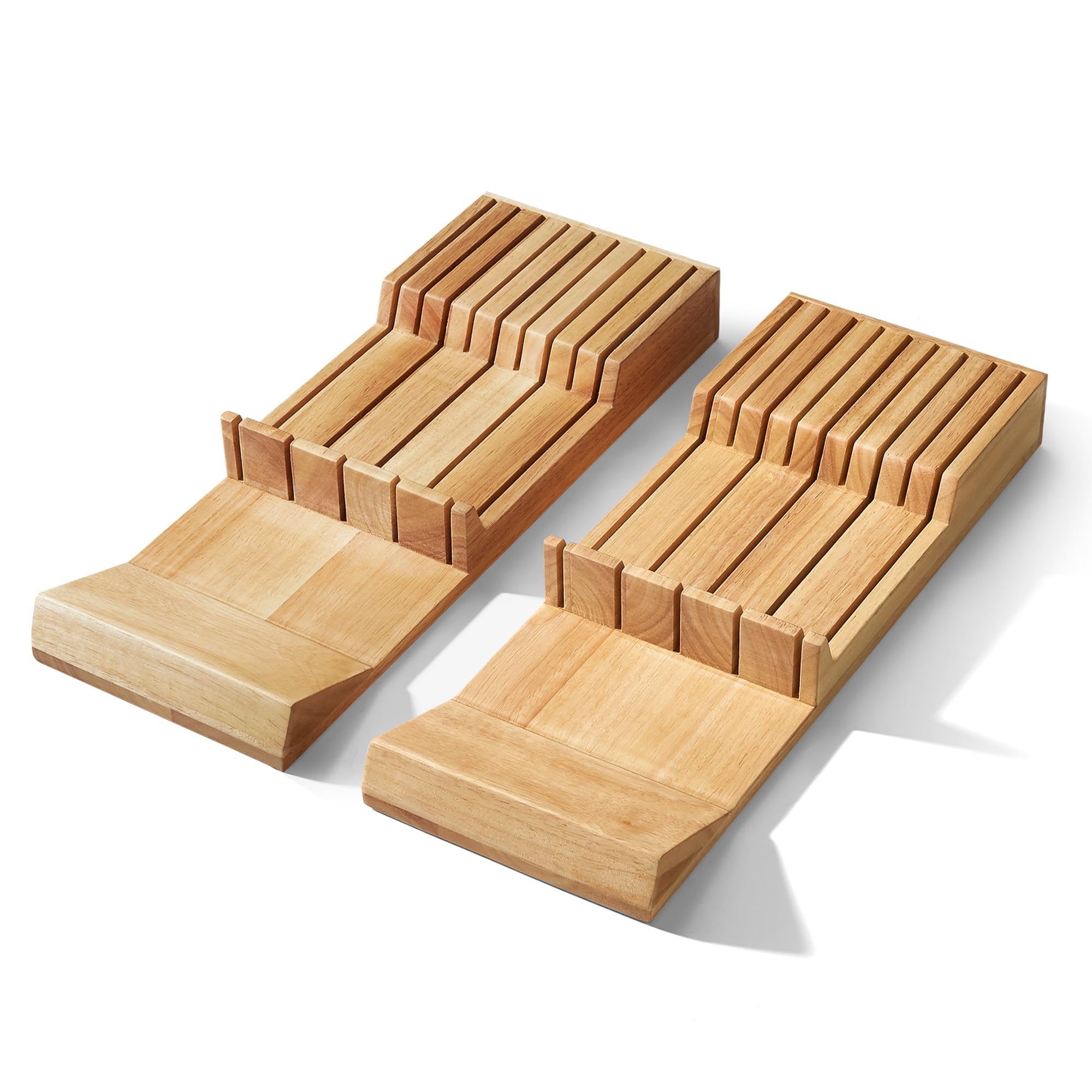 Cook N Home 18-Slot In-Drawer Knife Block Organizer (2pc 9-Slot) - Premium Kitchen Knife Holder & Cutlery Storage for Drawers - Fits Up to 18 Knives (Knives Not Included) - Perfect for Organizing Chef Knives, Steak Knives & Kitchen Utensils
