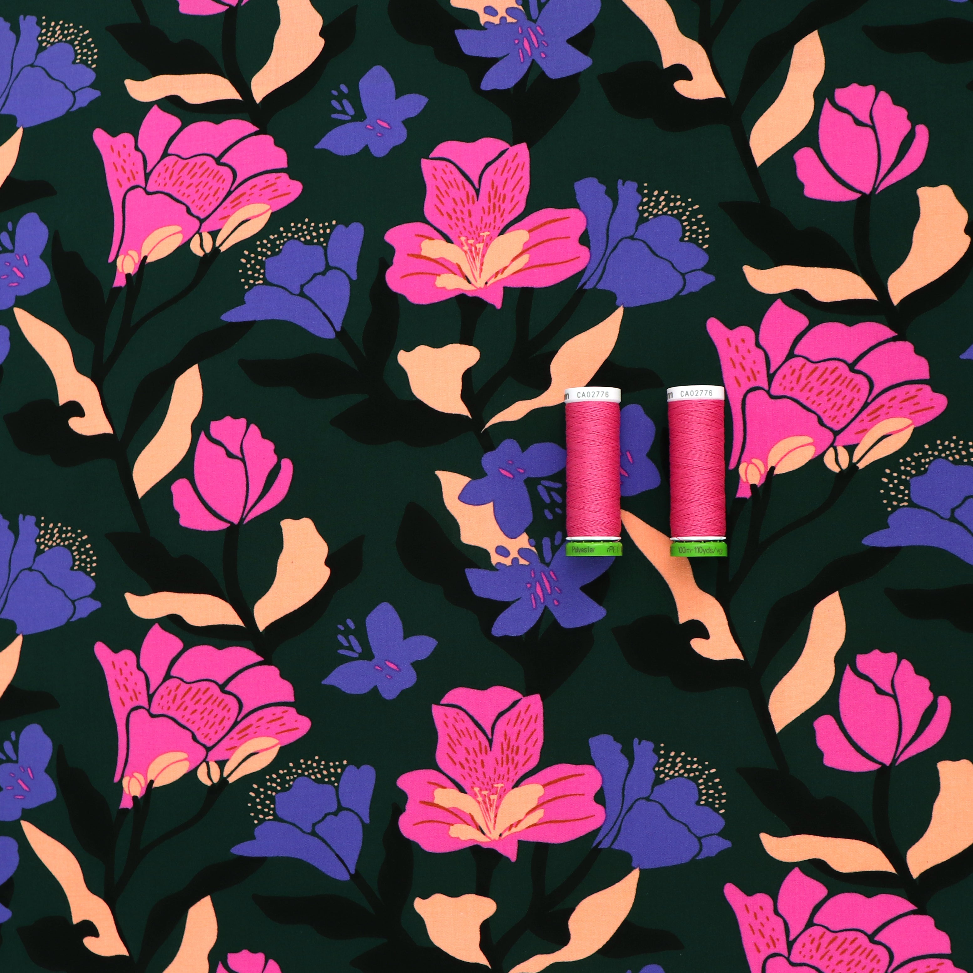 Viscose Lawn Fabric with Lenzing™ EcoVero™ Fibers by Nerida Hansen - Amira Green Pattern - 69cm End of Bolt - Perfect for Summer Dresses, Blouses & Eco-Friendly Fashion