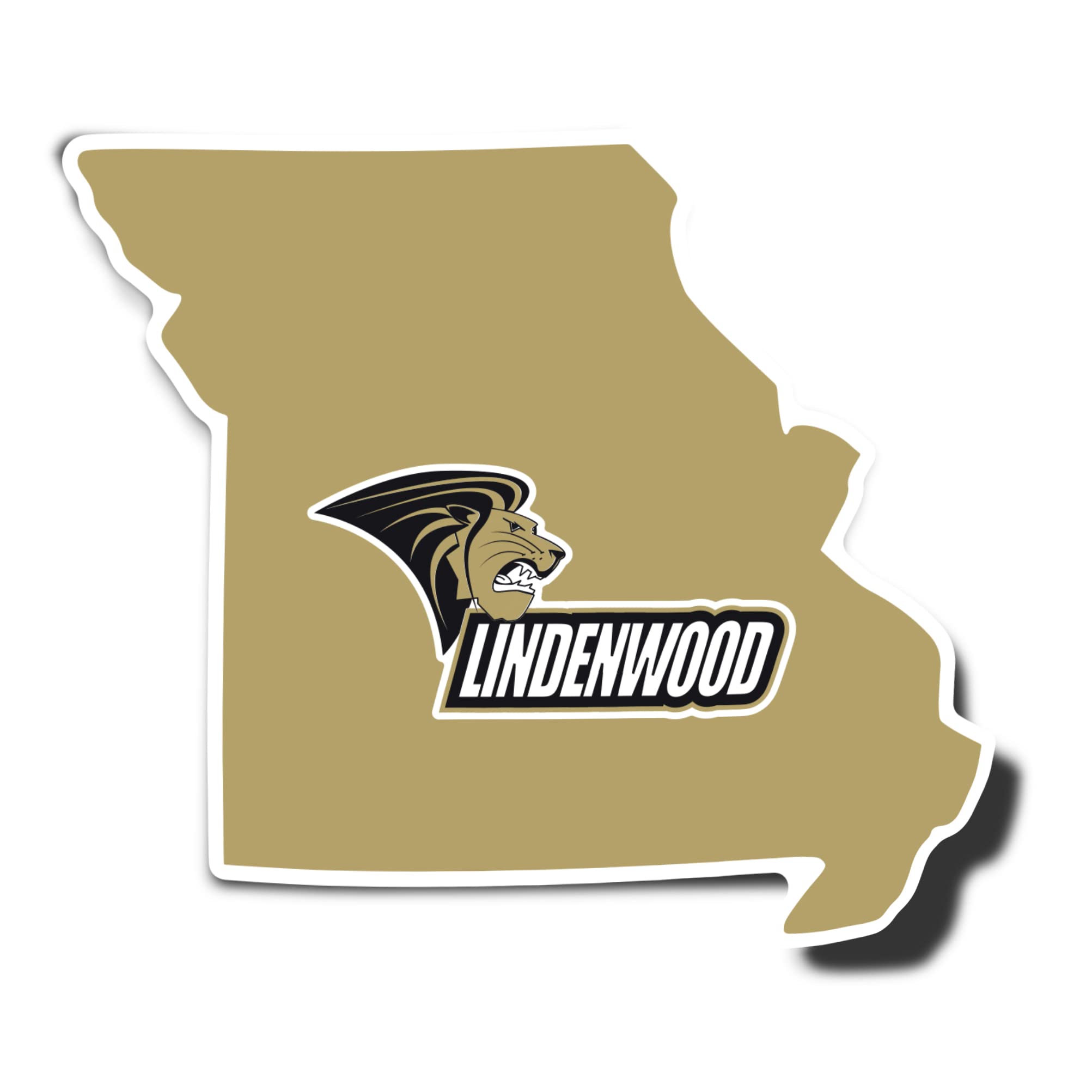 Desert Cactus Lindenwood University Sticker - Lions Vinyl Decal for Laptop, Water Bottle, Car & Scrapbook - State Border Design - Perfect for College Students, Fans & DIY Craft Projects