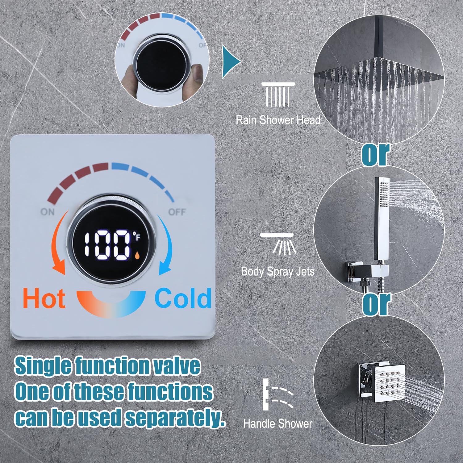 Digital Shower Valve with Temperature Display - Solid Brass Concealed Shower Diverter Kit with Wall Mount Body Jets & Individual Control - Polished Chrome Finish for Modern Bathroom & Spa Experience