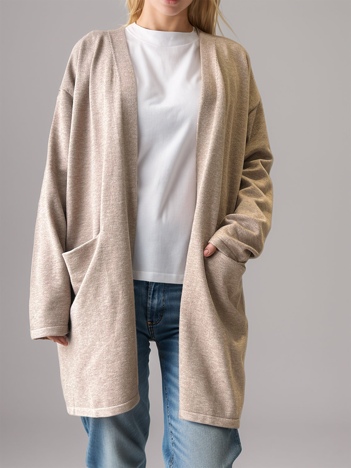Stylish Open Front Long Sleeve Cardigan with Pockets - Cozy Fall & Winter Layering Essential for Women