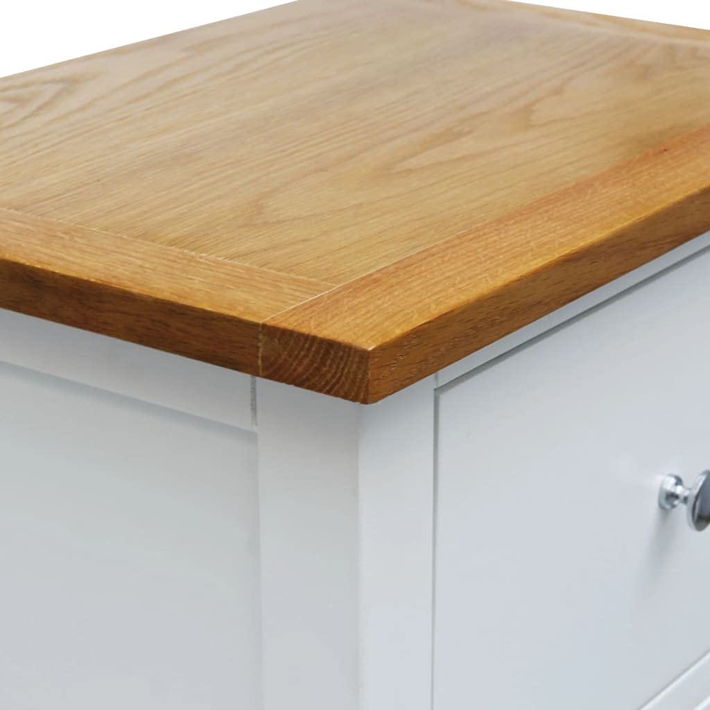 Modern Minimalist Nightstand with Drawer & Shelf - Rustic Farmhouse Style Solid Oak Wood End Table (14.2