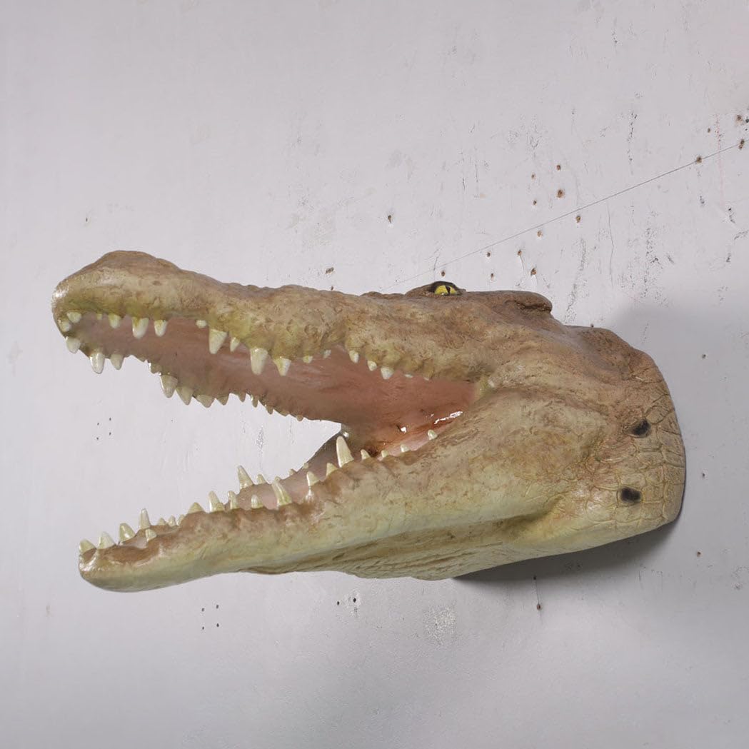 Handmade Crocodile Head Wall Decor Statue - Realistic Reptile Animal Sculpture for Home & Office Decoration | Perfect for Jungle Theme Rooms, Man Caves, and Wildlife Lover Gifts