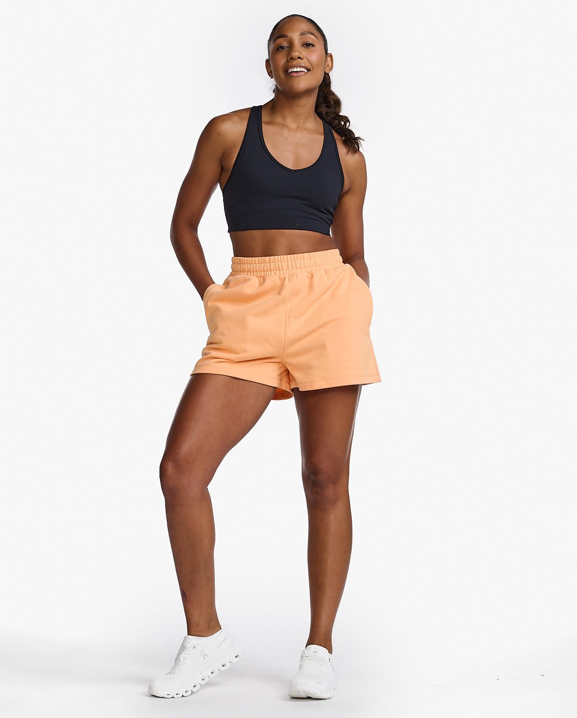 French Terry Shorts for Women - Soft Peach Cotton Lounge Shorts | Comfortable Sleepwear & Casual Home Wear