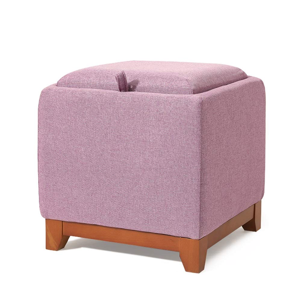 Multifunctional Cotton Linen Shoe Changing Stool with Storage - Breathable Covered Bench for Bedroom, Living Room & Balcony - Simple Design Storage Ottoman for Shoes, Blankets & Home Organization (Color B)