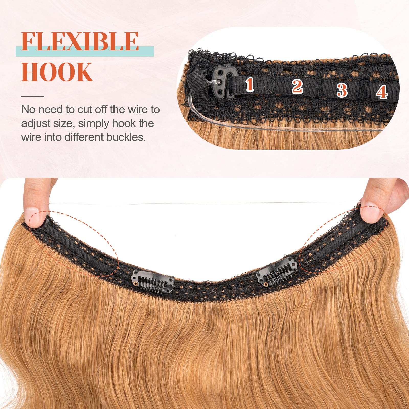 Benehair Halo Hair Extensions 100% Real Human Hair - Blonde, Wavy, Curly Halo Hair Extensions with Wire Support (65g/16inch, Dark Blonde) | Perfect for Daily Wear, Parties, Weddings & Special Occasions