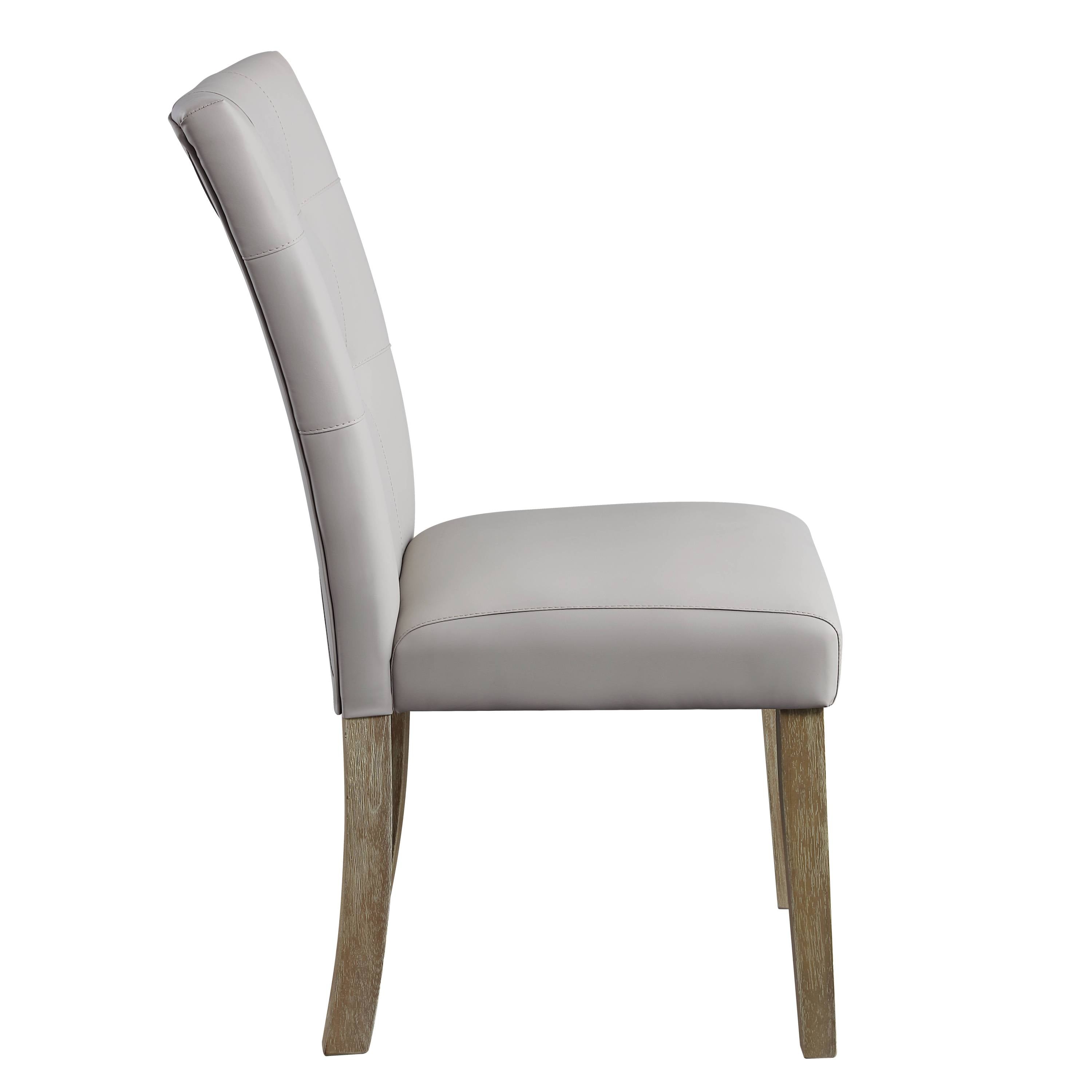 Charnell Gray Synthetic Leather & Oak Finish Side Chairs (Set of 2) - Modern Dining Room Chairs for Kitchen, Office, or Living Room