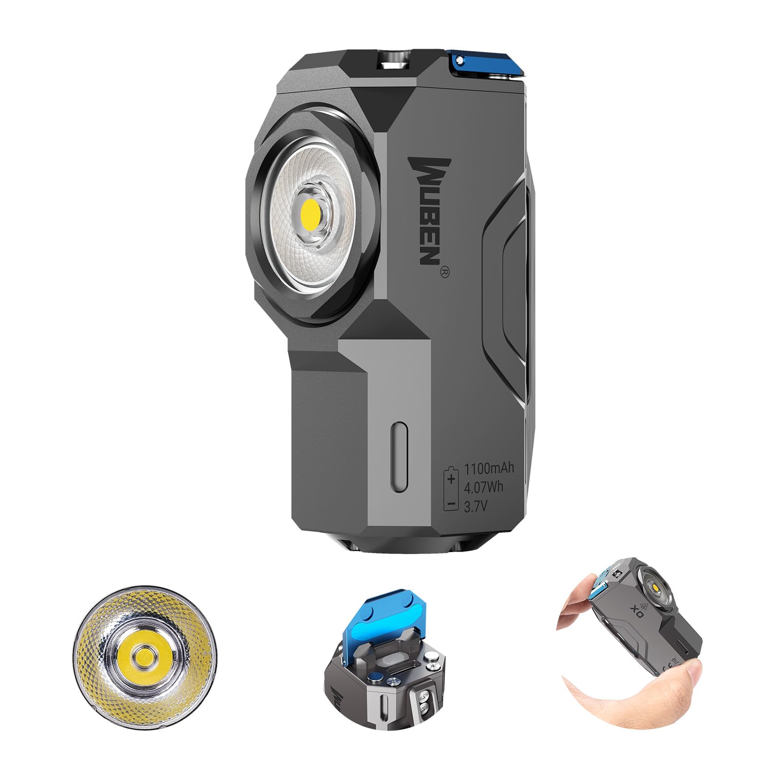 WUBEN X0 Rechargeable Mini Flashlight with Magnet - 900 Lumens Ultra Bright LED Pocket Flashlight, 175° Floodlight Right Angle EDC Light for Camping, Hiking, Emergency, Inspection & Repair | Perfect for Outdoor Adventures & DIY Projects