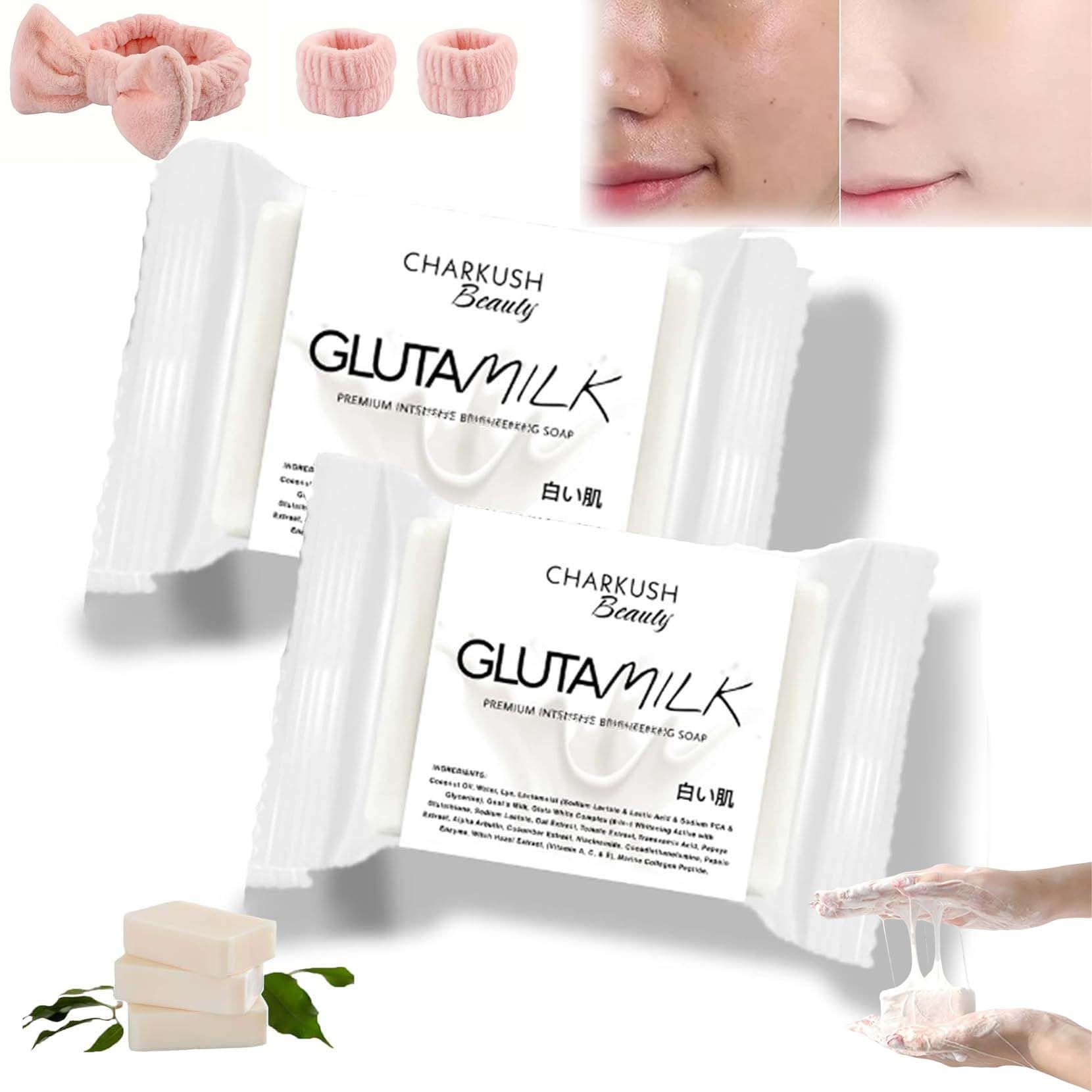 Gluta Milk Soap for Skin Whitening & Brightening - Natural Glutathione Soap with Vitamin E - 3 Pack for Face & Body Care - Perfect for Daily Skincare Routine & Dark Spot Treatment