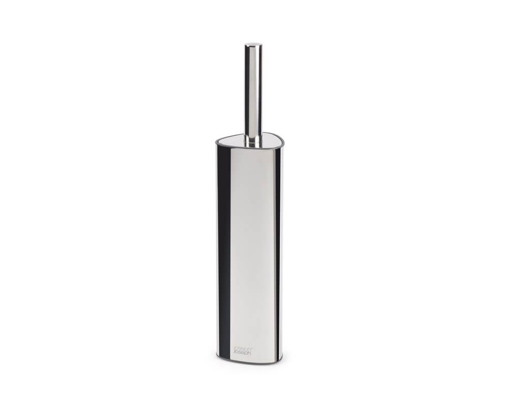 Joseph Joseph Flex 360 Luxe Stainless Steel Toilet Brush with Holder - Hygienic Bathroom Cleaning Tool for Modern Homes, Hotels & Restrooms
