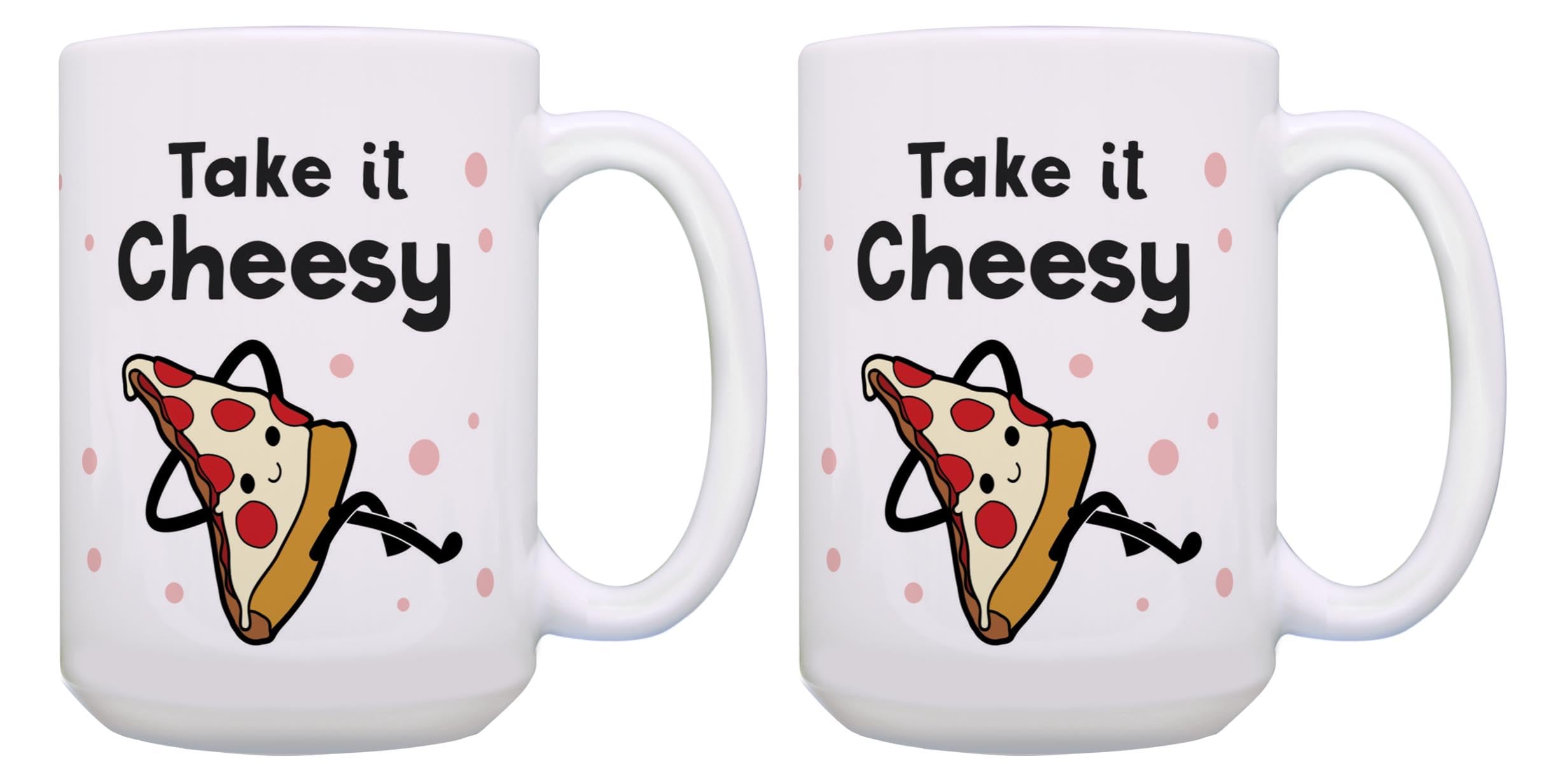 Kawaii Pizza Slice Ceramic Coffee Mug Set - 2 Pack 15oz Cute Pizza Themed Mugs for Tea, Hot Chocolate & Coffee - Perfect for Anime Lovers, Gift Giving & Kawaii Home Decor