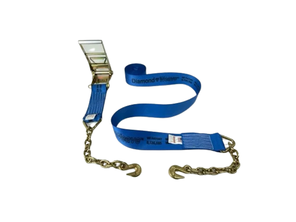 4-Pack 30-Foot Diamond Weave Ratchet Straps with Chain Ends - Heavy Duty Tie Down Straps for Trucks, Trailers & Cargo Securing