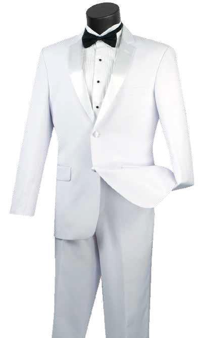 Elegant White 2-Piece Tuxedo Suit for Men - Classic Regular Fit Formal Wear for Weddings, Prom & Black Tie Events