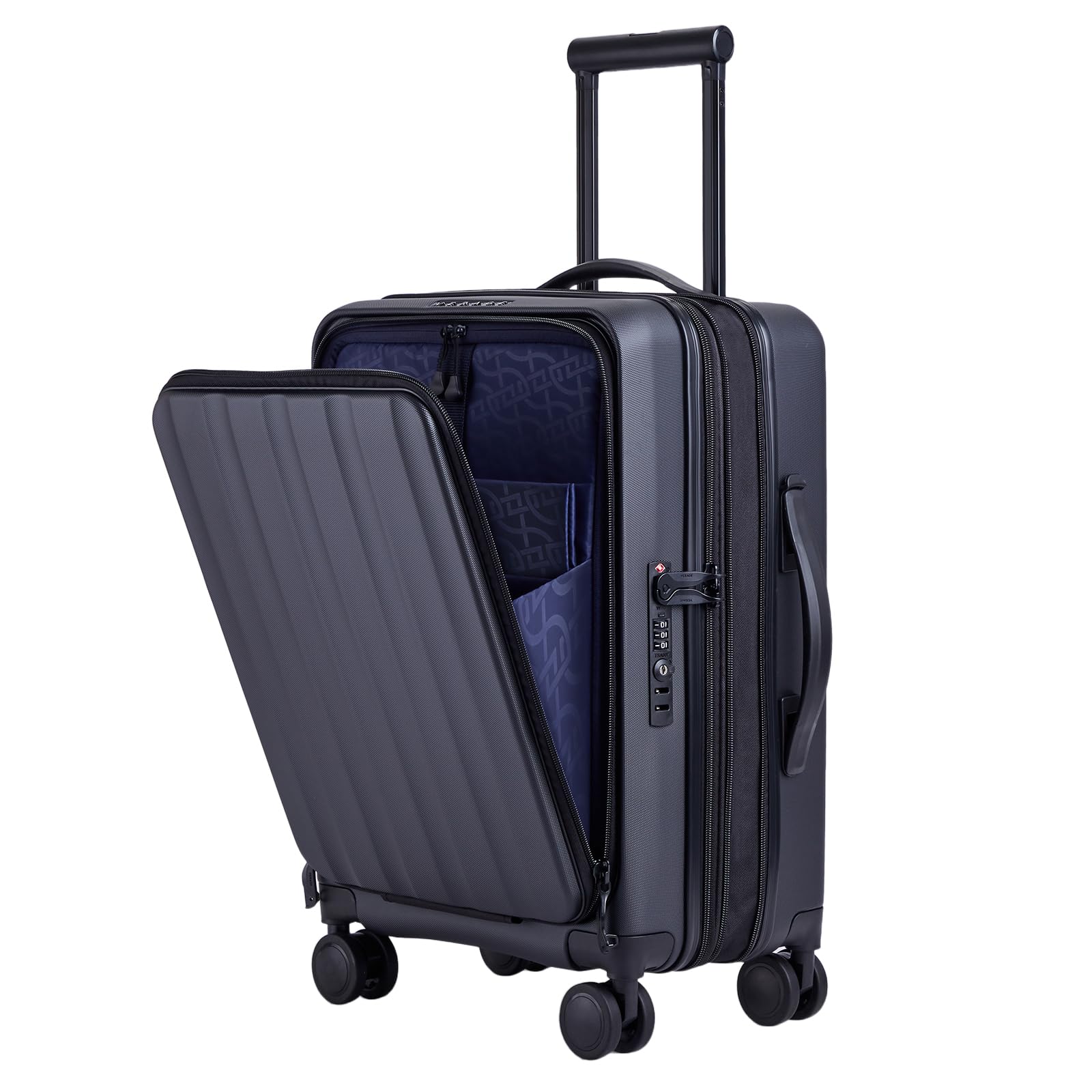 Vercase 20 Inch Expandable Hardshell Carry On Luggage with Spinner Wheels - Airline Approved R-PET Suitcase (22x14x9 Inches) for Easy TSA Check, Midnight Black - Perfect for Business Travel & Weekend Getaways with Dedicated Laptop Compartment
