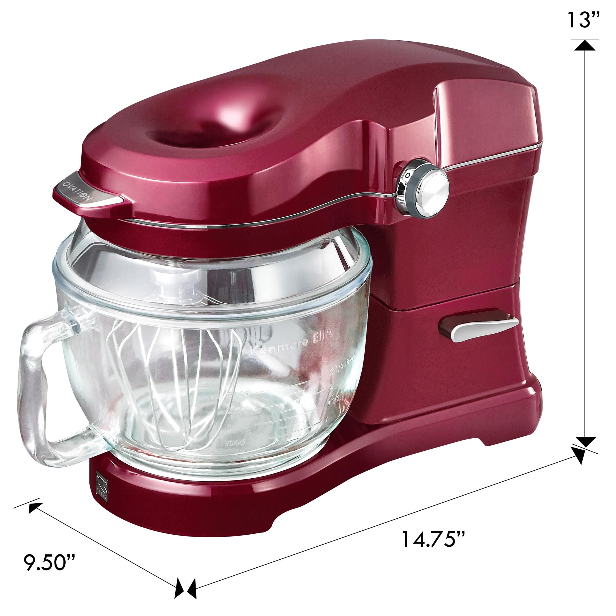 Kenmore 849083 Elite Ovation 49083 5-Quart Stand Mixer with Pour-In Top, Tilt-Head Design - Burgundy Red | Perfect for Baking Cakes, Cookies, Bread & More in Your Home Kitchen
