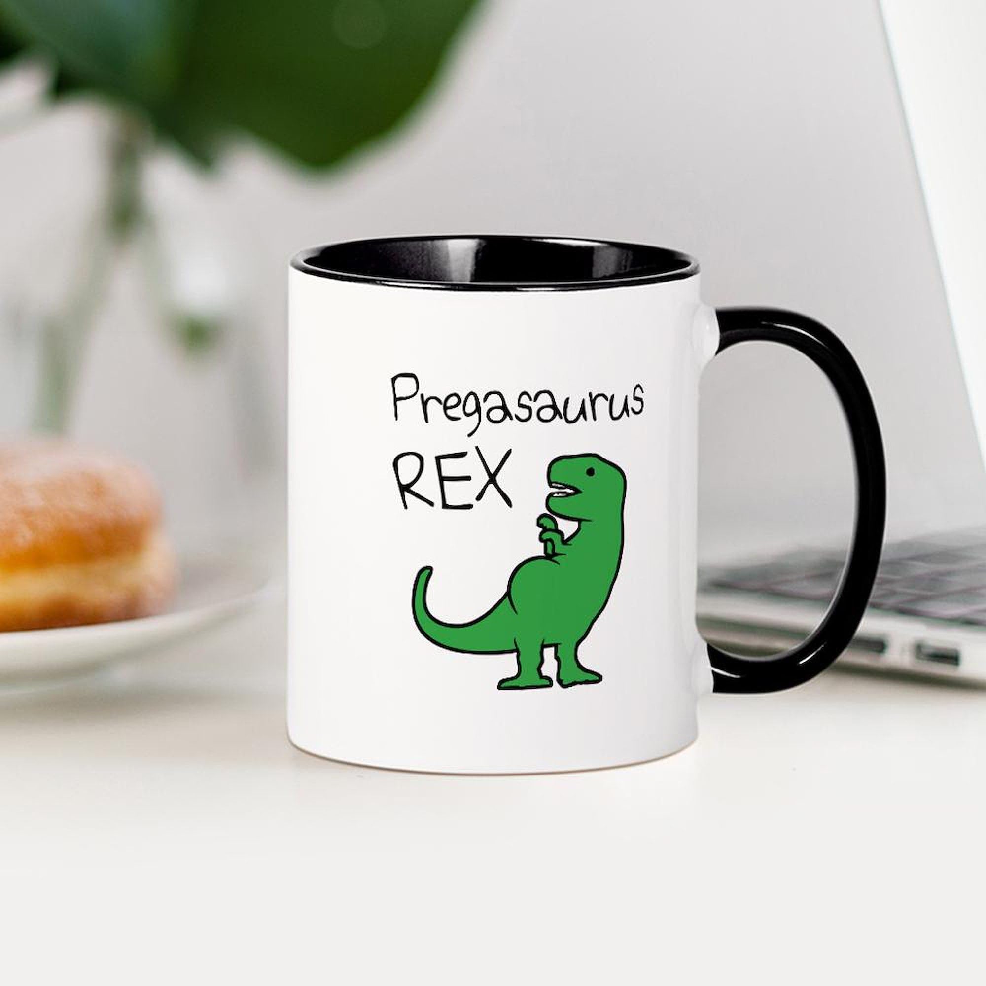 Pregasaurus Rex 11 oz Ceramic Coffee Mug (325 ml) - Funny Pregnancy Gift for Moms, Perfect for Tea & Hot Drinks at Home or Office
